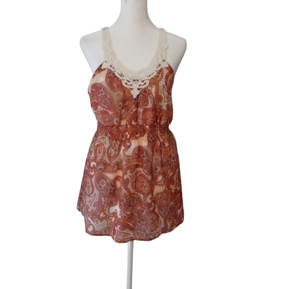 Candie's Paisley Lace Trim Top